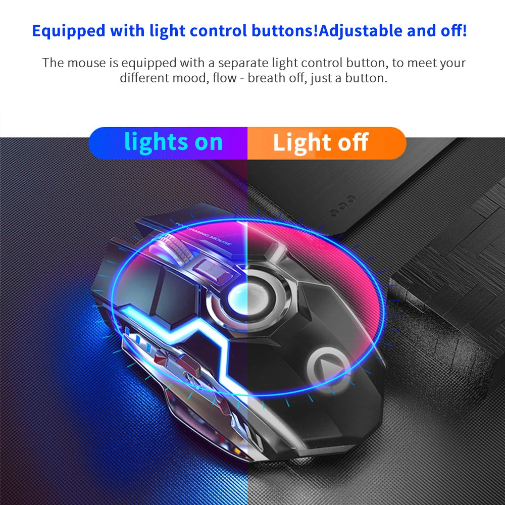 A5 Wireless Gaming Mouse 2.4G USB 7Buttons 1600DPI RGB Backlit Rechargeable Gamer Silent Mouse Gamer Mute Mice for PC Laptop