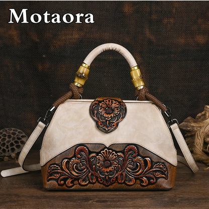 MOTAORA Luxury Bag: Handmade, Leather, Vintage Carved