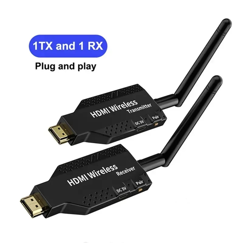 50M 5G 1080P HDMI Trådlös Audio Video Transmitter Receiver Extender för 1 TX-4 RX PS4 kamera Laptop PC till TV Monitor Projektor