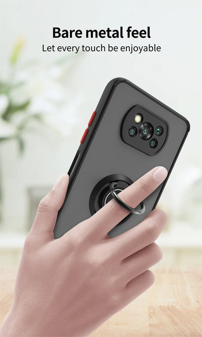 Shockproof Case for Xiaomi Poco X3 Pro, Magnetic Car Holder Ring Stand Phone Cover for Poco X3 NFC, X3 Pro, Poco X3 Pro