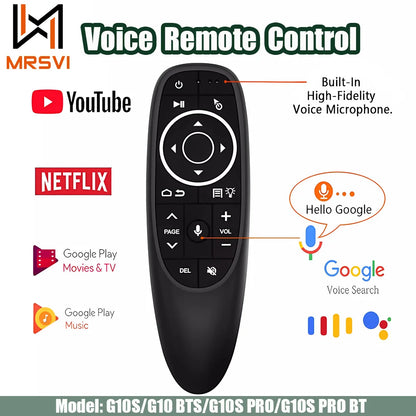 G10S Universal Voice Remote Control 2.4G Wireless Backlit IR Learning with Gyroscope Air Mouse Control for Android TV PC