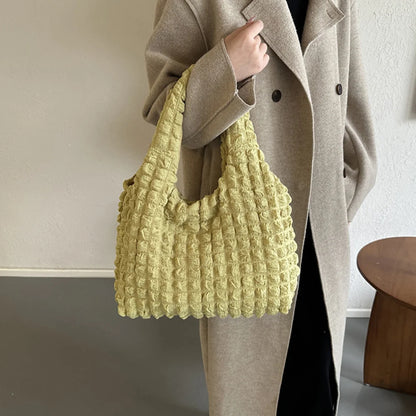 Elegant Cloud Bag: Pleated, Candy Color, Large Capacity Shoulder Bag