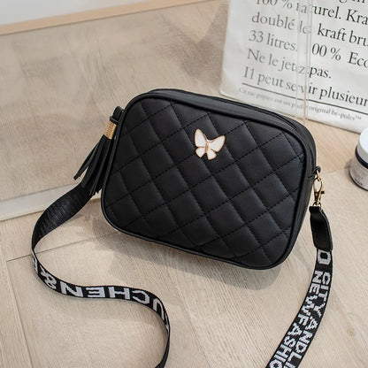 Fashion Quilted Design Women Shoulder Crossbody Bags – Diamond Lattice Casual Satchel with Small Tassel Shell Messenger Bag