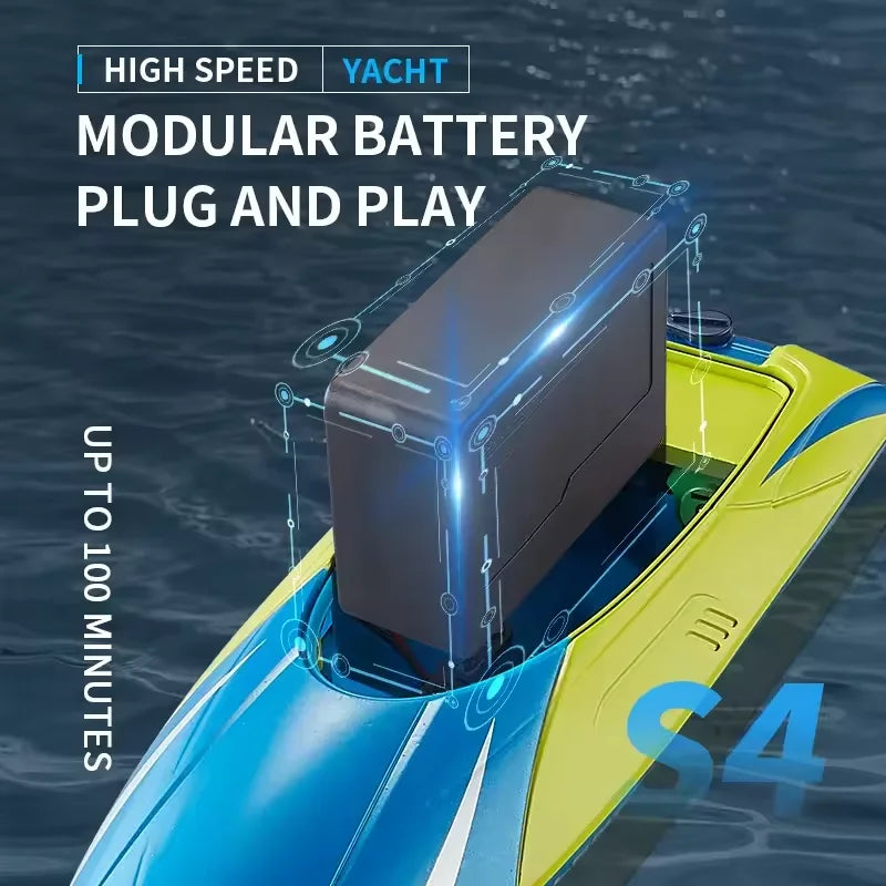 2.4G RC Boat 15 KM/H High-Speed Remote Control Racing Boat Rechargeable Model Electric Radio Speedboat Toys for Boys