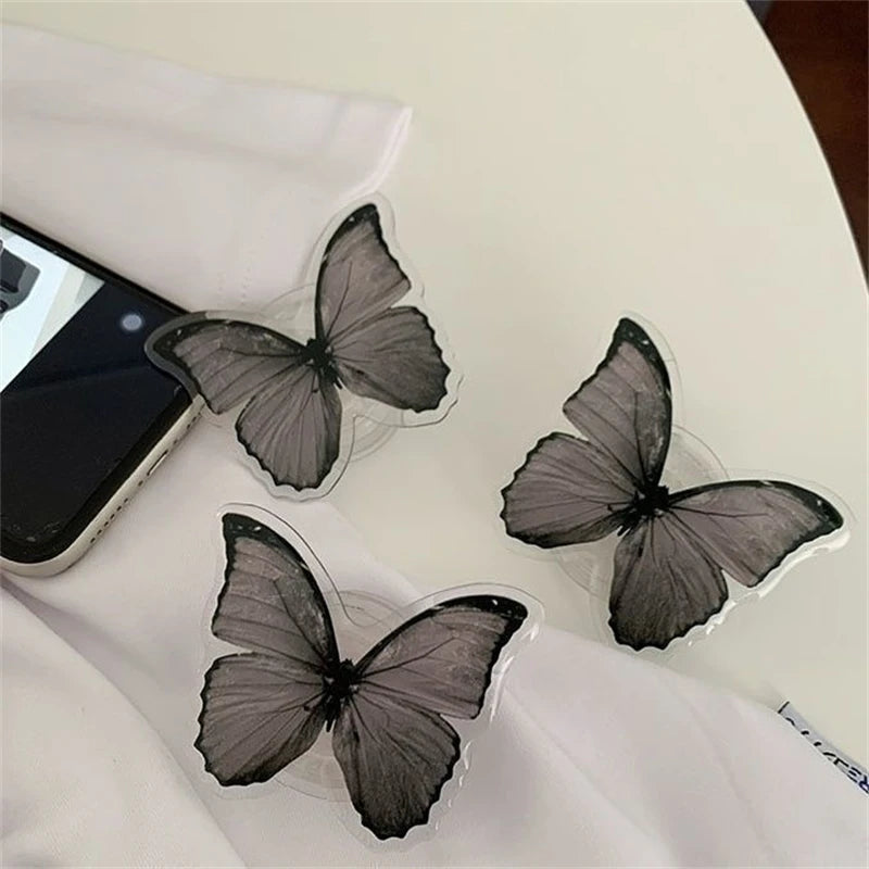 Korean Cute Butterfly Stand Grip Tok GripTok Holder Ring Glossy Finger Bracket For iPhone 12 Samsung Universal Phone Accessories