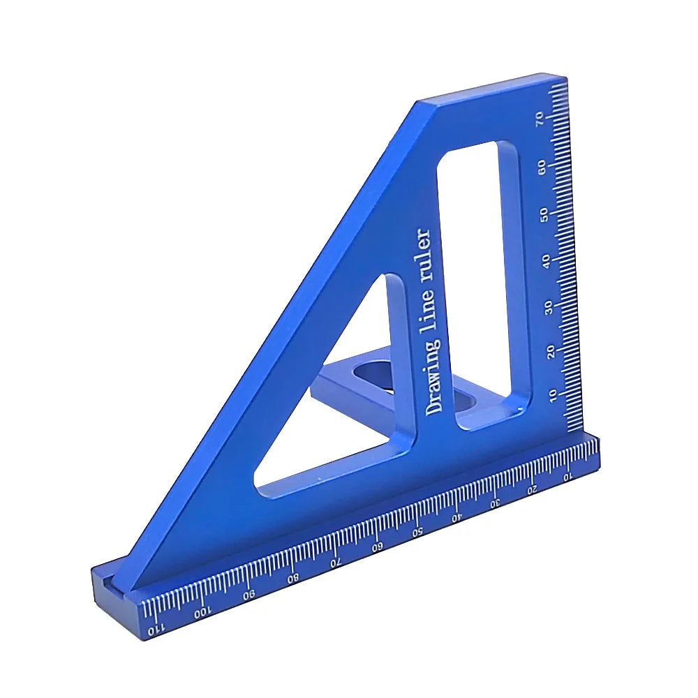 Carpenter Square -Träbearbetning fyrkantig gradskiva Aluminium geringstriangellinjal 3D multivinkel 45/90 graders layout Mätlinjal