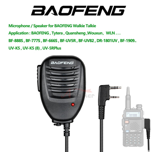 UV-K5 Baofeng Quansheng Walkie Talkie Speaker Microphone For Baofeng UV-5R BF-888S UV-82 UV 13 Pro UV-16 Pro Two Way Radio