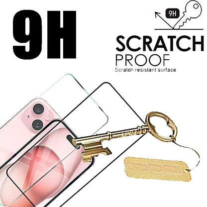 4pcs-HD Screen Protector and Case with Tempered Glass for iPhone Models