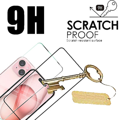 3pcs-HD Screen Protector and Case with Tempered Glass for iPhone Models