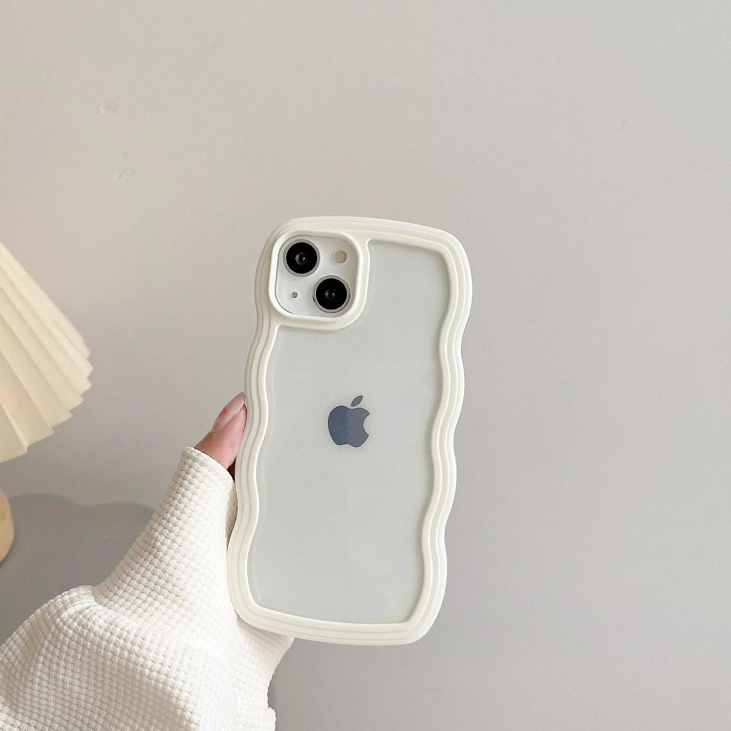 Fashion Transparent Curly Wave Case for iPhone 16 11 12 13 14 15 Pro Max 8 Plus X XR XS Shockproof Bumper Cover Capa Aesthetic