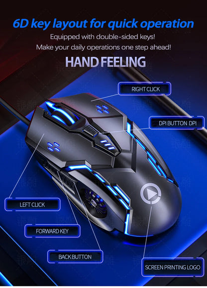 UTH G5 Six key 3200PDI wired illuminated gaming mouse, e-sports mechanical mute computer accessories