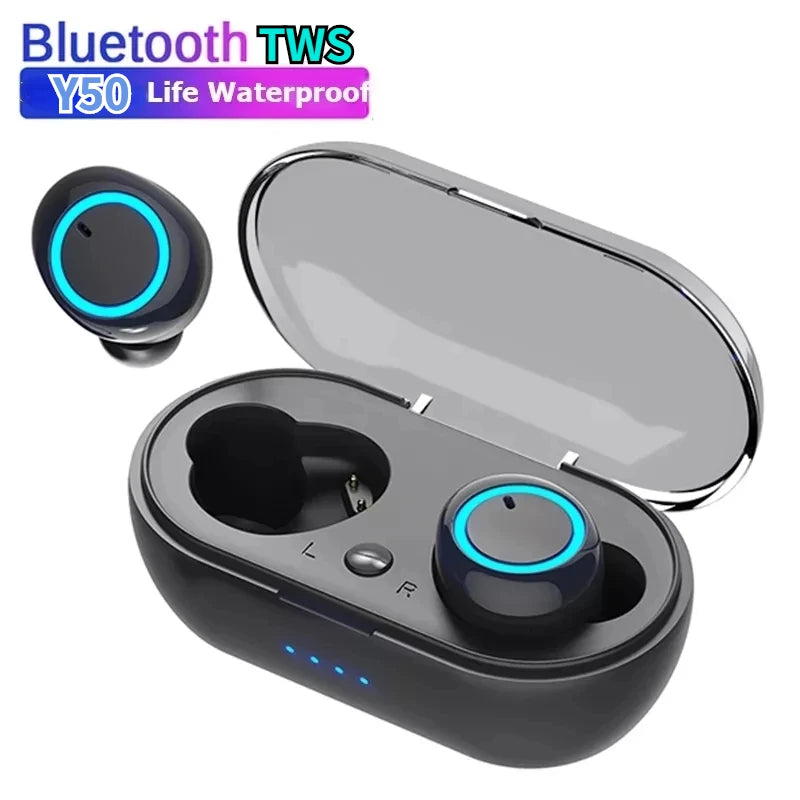 Y50 TWS Bluetooth-hörlurar Trådlösa headset IPX7 Vattentäta djupbashörlurar True Wireless Stereo Headset Sporthörlurar