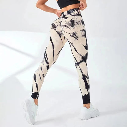 Women's High Waist Tie-Dye Yoga Leggings with High Elasticity