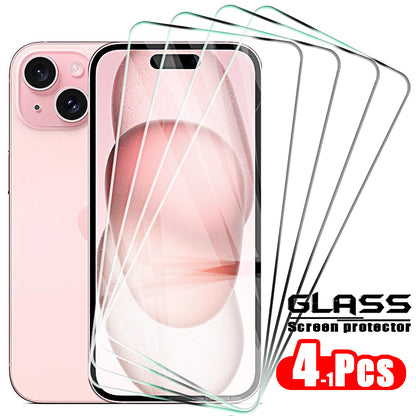 3pcs-HD Screen Protector and Case with Tempered Glass for iPhone Models