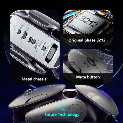 Inp X2 Silent Bluetooth Mouse Metal Base Rechargeable Wireless Gaming Mouse For Computer Laptop Office Game