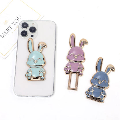 Bunny Finger Ring Hållare Mini Pull Rod Telefonställ Universal Telefon Vik Lazy Spänne Tredimensionell Back Sticker Pad Fäste