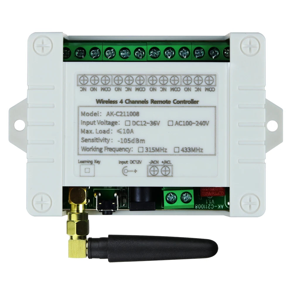 DC 12V 24V 36V 4CH RF trådlös fjärrkontrollswitch Radiomottagare med 2000M långdistansfjärrkontroll Suckers antenn