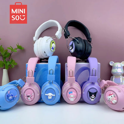 New Sanrio Kuromi Stitch Cartoon Bluetooth Sports Earphones with LED Flashing Wireless Headworn Gaming Esports Earphones