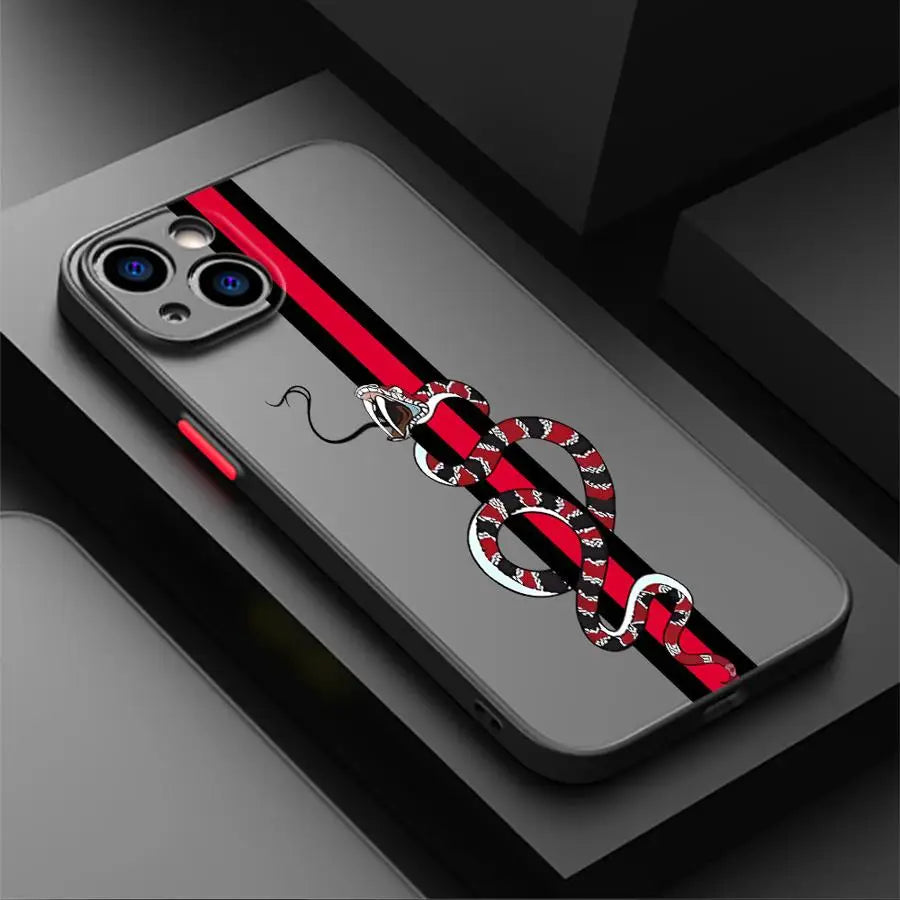 Classic Street Snake Line Phone Case for iPhone 15 16 Pro Max 14 Plus 12 13 11 Pro Max SE 7 8 14 Pro XR XS X 15Pro 12 Mini TPU