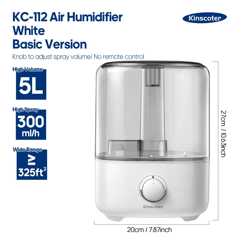 KINSCOTER 3L Air Humidifier – Large Capacity Plant Mist Aroma Diffuser with Remote Control and Timer for Home Use