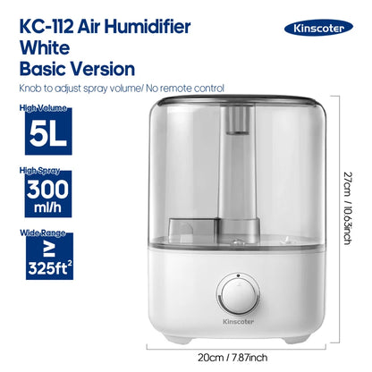 KINSCOTER 3L Air Humidifier – Large Capacity Plant Mist Aroma Diffuser with Remote Control and Timer for Home Use