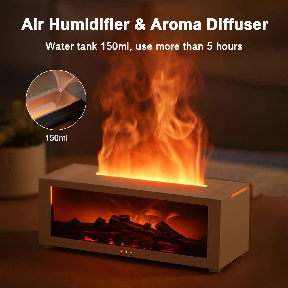 Flame Aroma Humidifier – Essential Oil Diffuser with Night Light for Home Room Fragrance and Aromatherapy