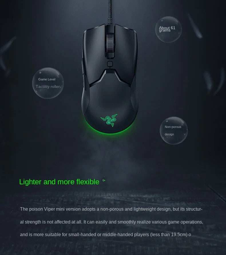 RAZER Venomous Mini Cable Gaming Competitive Mouse Special Edition 8500DPI optical sensor Light cable computer periphera