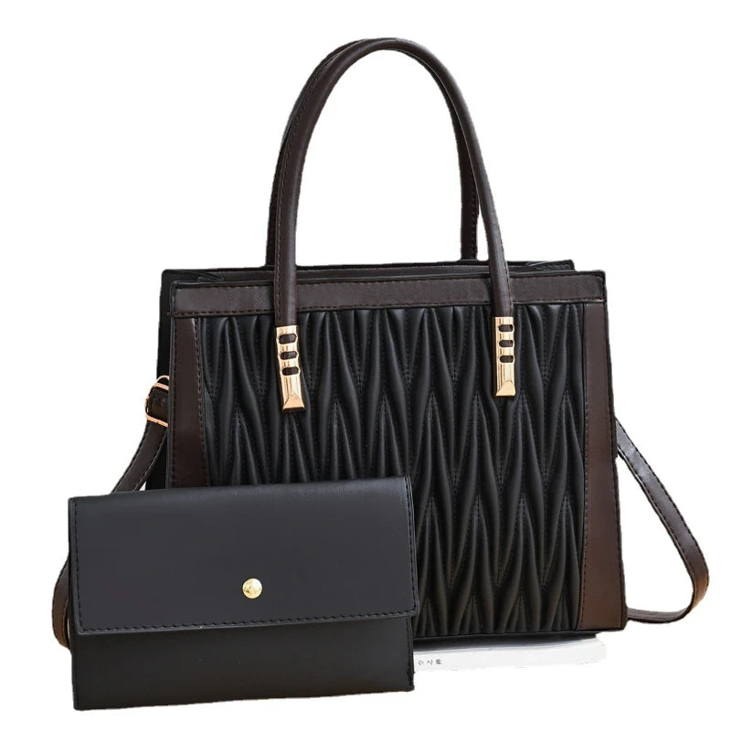 TRAVEASY Bag: Pleated PU Leather, Business