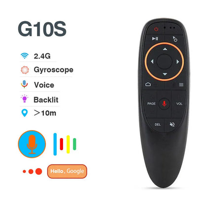 G10S Universal Voice Remote Control 2.4G Wireless Backlit IR Learning with Gyroscope Air Mouse Control for Android TV PC