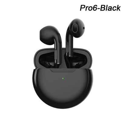 Original Pro 6 TWS Trådlösa Bluetooth-hörlurar Hörlurar Mini Fone-hörlurar Stereo Sport Headset för Xiaomi Android-hörlurar