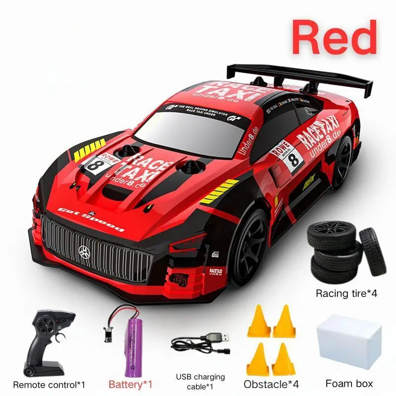 RC Sport Racing Car 1:18 Drift Car with 2 Sets of Tires 2.4G Remote Control Module 4WD RTR Car Toys Children's Gifts