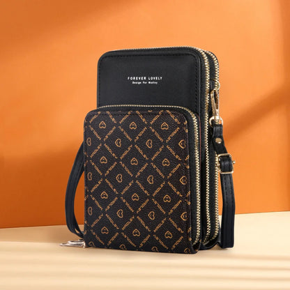 Elegant telefonväska med pekskärm – Chic Crossbody-plånbok i PU-läder med dragkedja