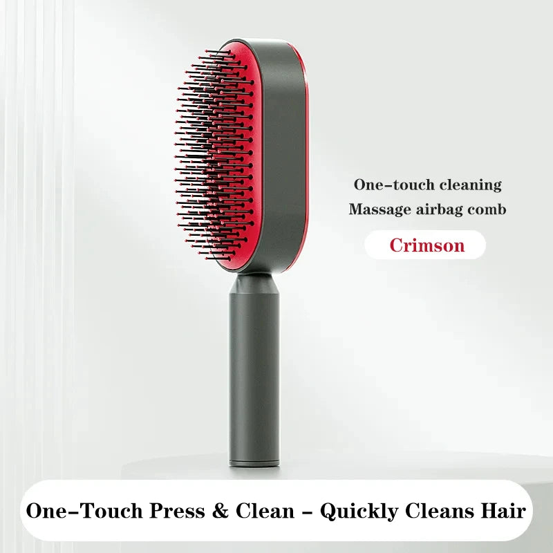 Self-Cleaning Hairbrush for Women – One-Key Cleaning, Hair Loss Airbag Scalp Massage Comb, Anti-Static Hairbrush.