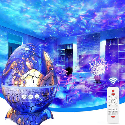 Dinosaur Egg Galaxy Projector – Space Buddy Star Projector Night Light, Astronaut Projector för barn och vuxna, Bluetooth-högtalare