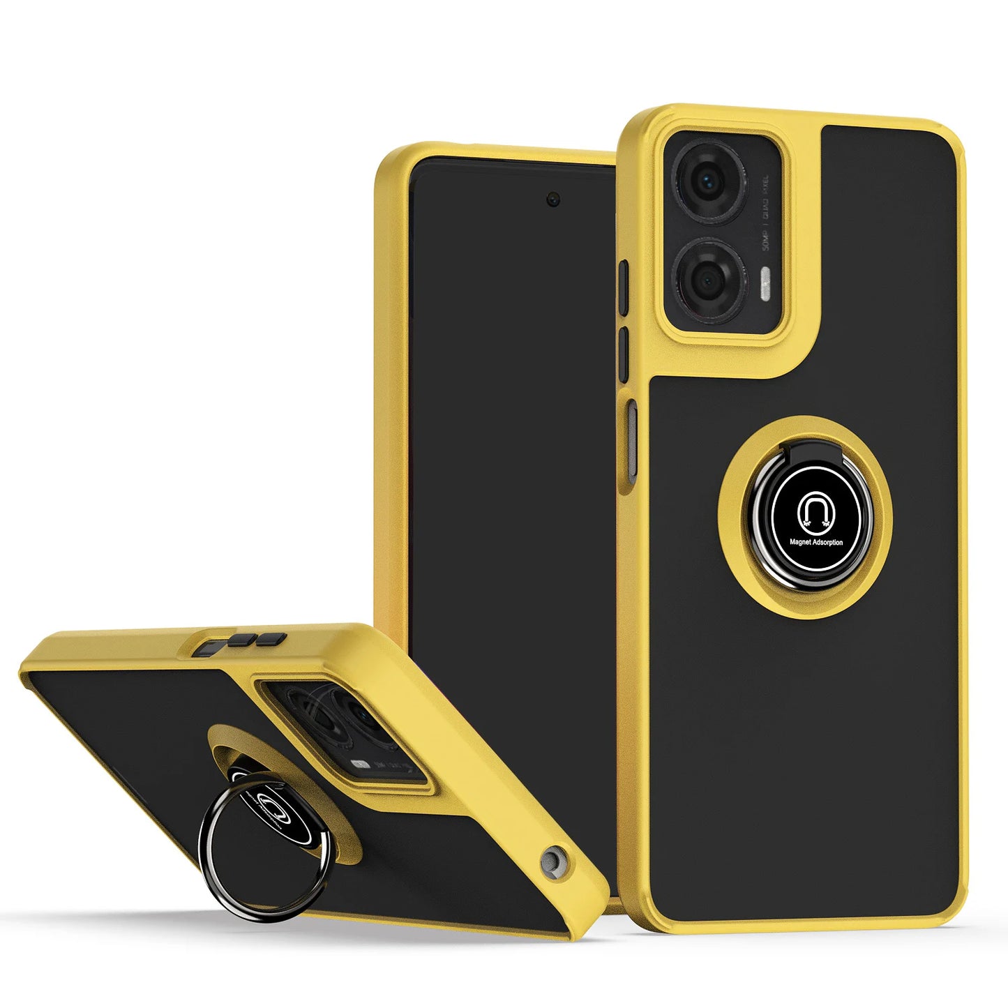 Yellow Hight qualitet Magnetic Ring Matte Phone Case for Motorola 5G