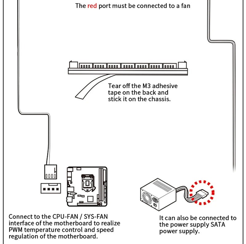 TEUCER PC Kylarfläkt HUB 1 till 10 12V 4 Pin PWM Splitter Extension Supply Socket Concentrator