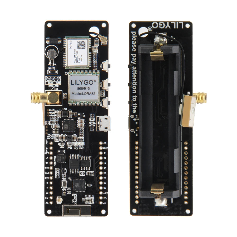 LILYGO® TTGO Meshtastic T-Beam V1.2 ESP32 LoRa 915MHz 433MHz 868MHz 923MHz WiFi BLE GPS With 0.96 inch OLED 18650 Battery Holder