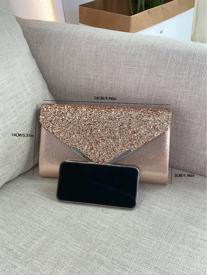 Glitter Bling Envelope Clutch – Elegant Party & Wedding Handbag for Women.