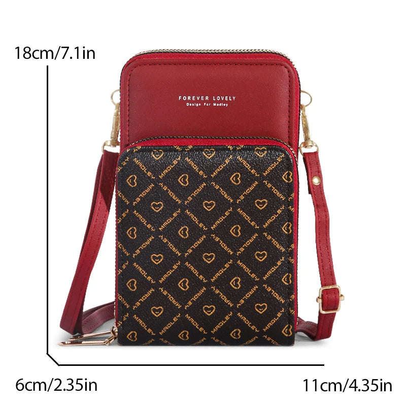 Elegant telefonväska med pekskärm – Chic Crossbody-plånbok i PU-läder med dragkedja