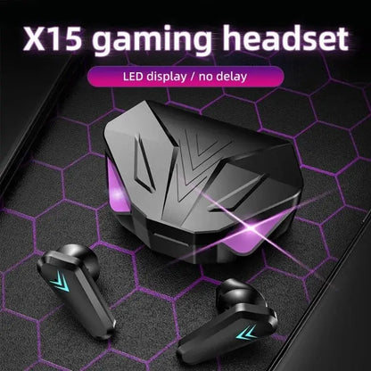 X15 TWS Trådlöst Bluetooth-headset LED-skärm Gamer-hörlurar med mikrofon Trådlösa hörlurar Brusreducerande Bluetooth-hörlurar