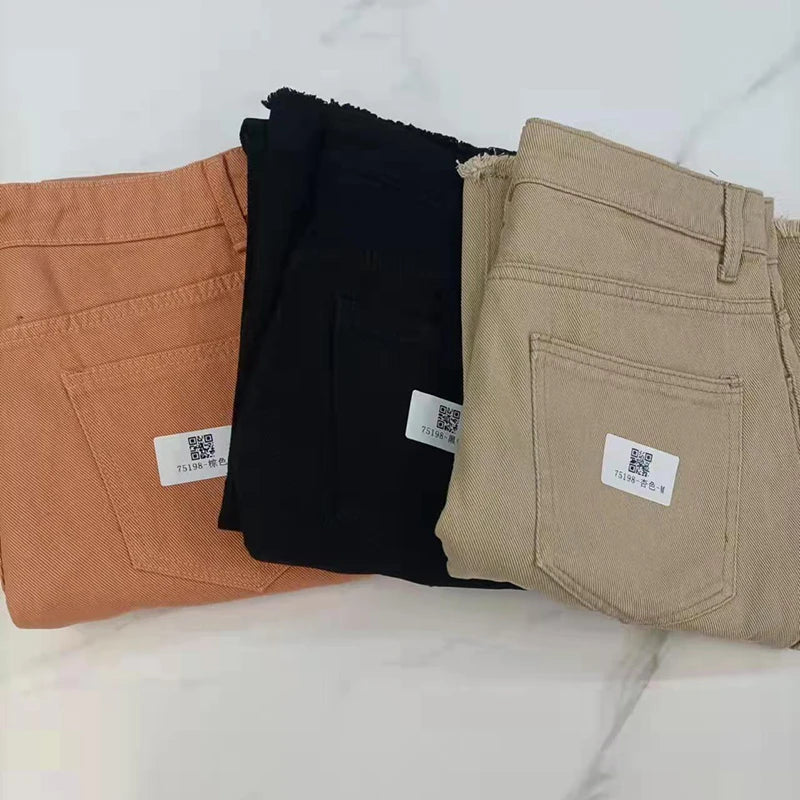 High Waist Brown Wide-Leg Jeans with Stretch Casual and Comfortable