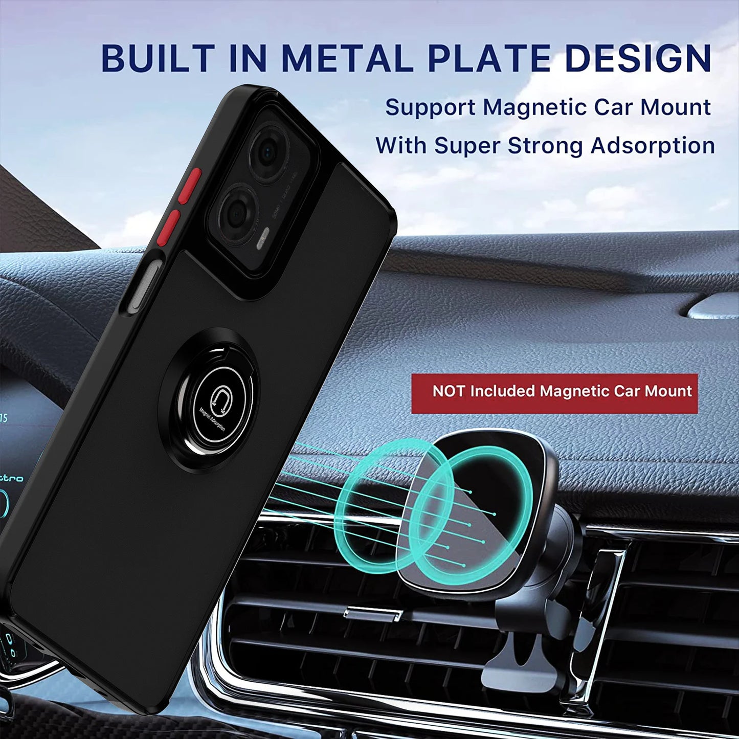 Blue Hight qualitet Magnetic Ring Matte Phone Case for Motorola 5G