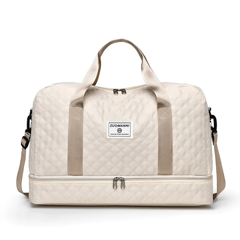 Fashion Diamond Grid Multifunctional Crossbody Bag – Lätt resväska med torr-våt avskiljning, vattentät Fitness Yoga Bag