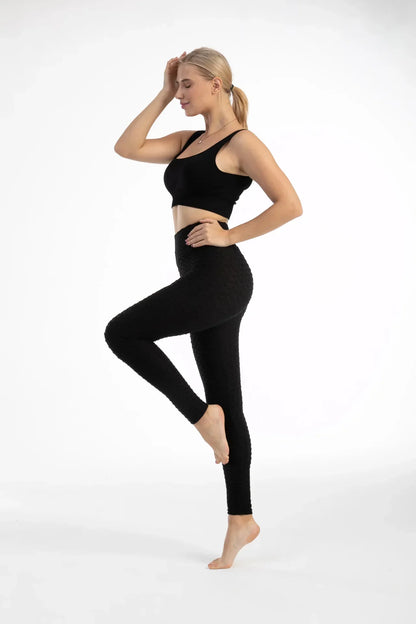 Women's High Waist Seamless Bubble Leggings with Hip Lift