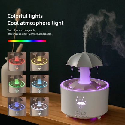 Rotating Umbrella Water Drop Air Humidifier – Colorful Night Lights, Mute Spray, Essential Oil Aroma Diffuser