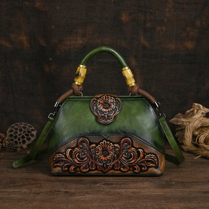 MOTAORA Luxury Bag: Handmade, Leather, Vintage Carved