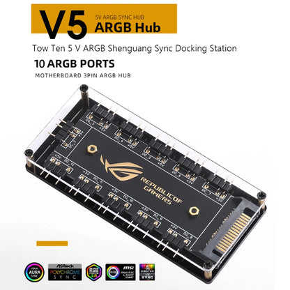 5V 3-stifts ARGB RGBW-kabel ASUS AURA SYNC RGB 10 Hub Splitter SATA Strömförlängningskabel Adapter LED Strip Light PC RGB Fläktkylare