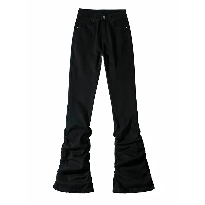 High Waist Ruched Flare Jeans with Bootcut Design Stylish and Chic