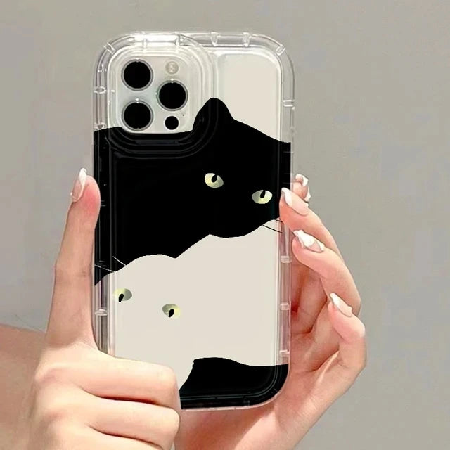 Transparent telefonfodral för iPhone – Cartoon Black Cat Shells Fundas för iPhone