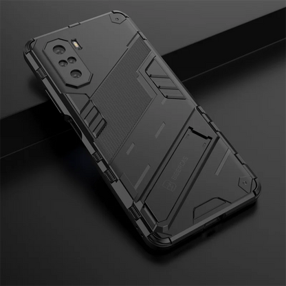 Rugged Armor Shockproof Phone Case for Xiaomi Poco F3, with Magnetic Car Holder Stand Back Cover